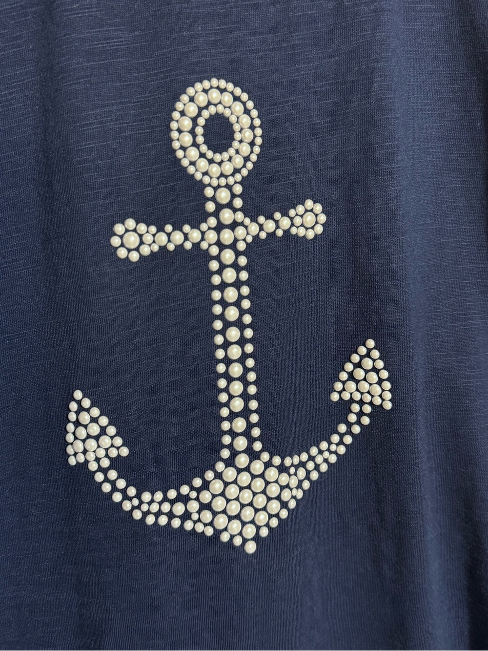 Alfred Dunner Navy Short Sleeve Top with White Anchor Accent - Picture 3 of 9